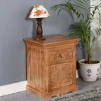 Alaro Bedside Table with Storage - Oak, Mangowood
