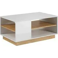 Alaro Coffee Table with Undershelf - White, High Gloss