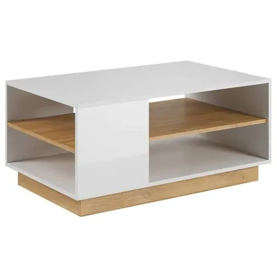 Alaro Coffee Table with Undershelf - White, High Gloss image