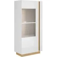 Alaro Display Cabinet with LED Lighting - White, High Gloss