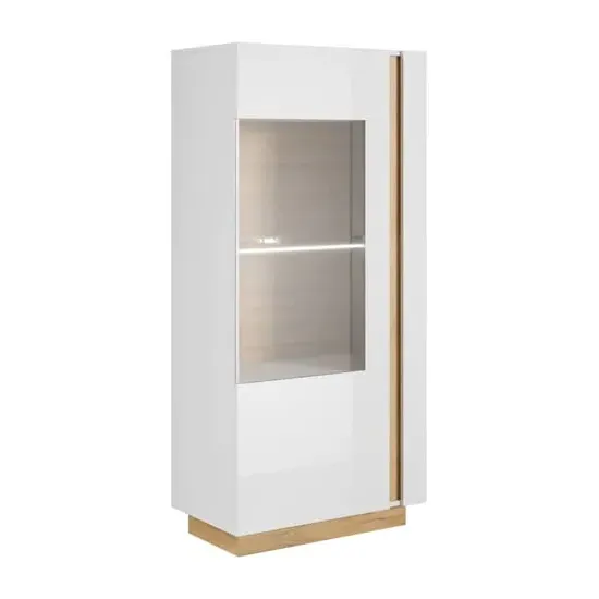 Alaro Display Cabinet with LED Lighting - White, High Gloss