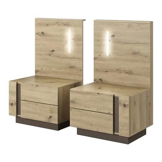 Alaro Set of 2 Bedside Cabinets with LED - Artisan Oak image