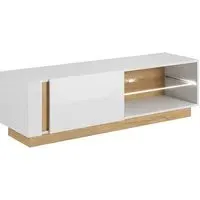 Alaro TV Stand with LED Lighting - White, High Gloss
