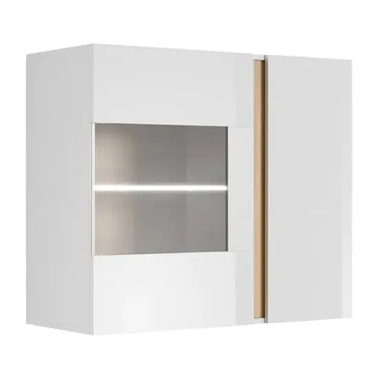 Alaro Wall Display Cabinet with LED - White, High Gloss