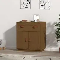 Alawi Pine Wood Sideboard with 2 Doors 1 Drawer - Honey Brown