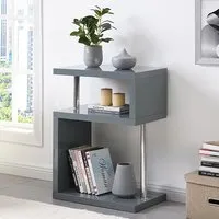 Albania 3 Tiers Shelving Unit - Grey, High Gloss