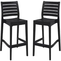 Albany Bar Stools in Pair - Black, Polypropylene