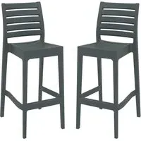Albany Bar Stools in Pair - Grey, Polypropylene