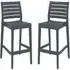 Albany Bar Stools in Pair - Grey, Polypropylene