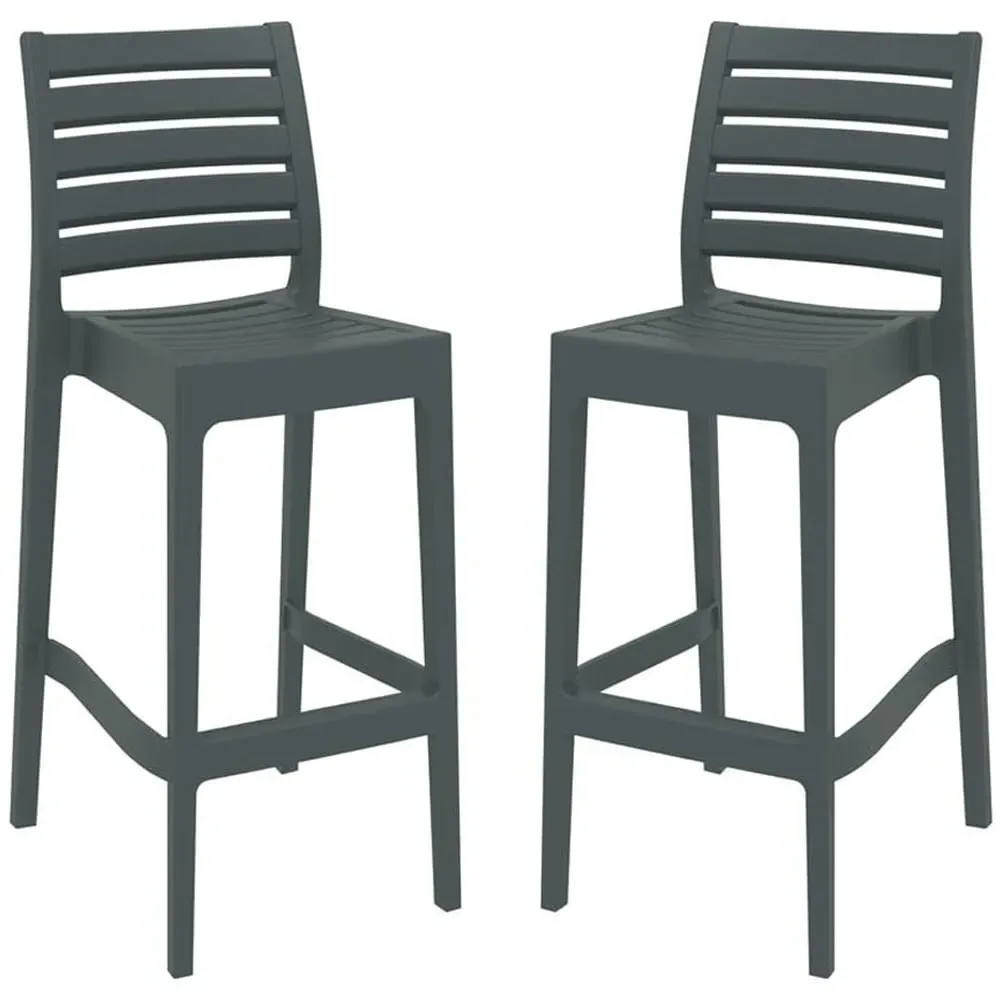 Albany Bar Stools in Pair - Grey, Polypropylene