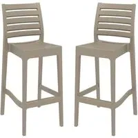 Albany Bar Stools in Pair - Taupe, Polypropylene
