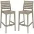 Albany Bar Stools in Pair - Taupe, Polypropylene