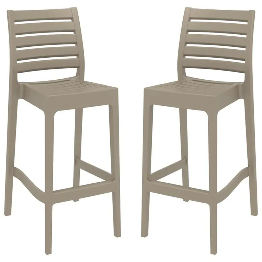 Albany Bar Stools in Pair - Taupe, Polypropylene