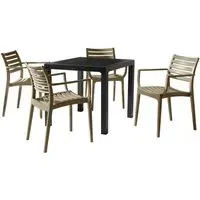 Albany Dining Table with 4 Alto Chairs - Black, Taupe