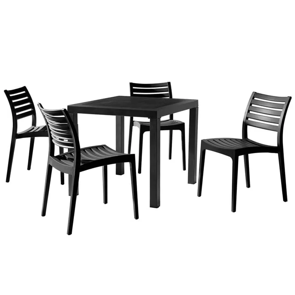 Albany Dining Table with 4 Chairs - Black