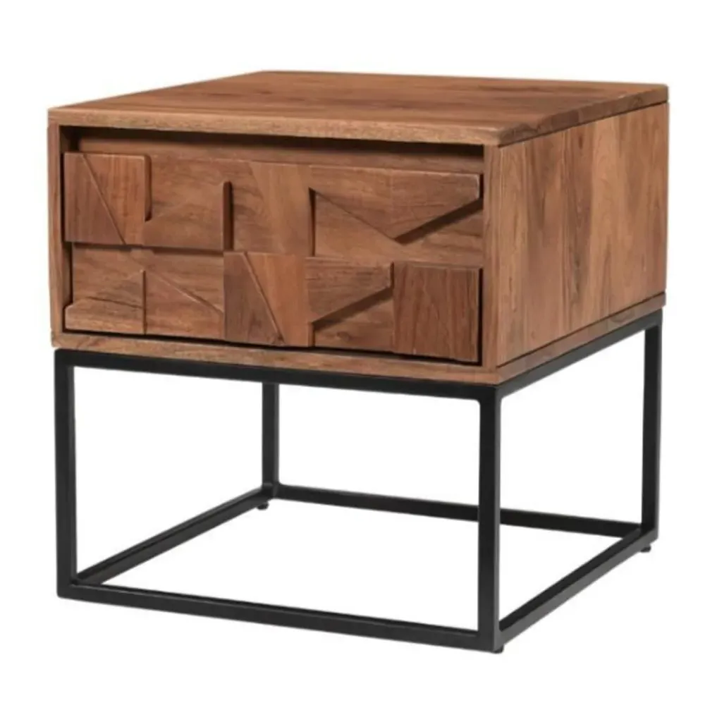 Albany End Table with 1 Drawer - Natural, Acacia Wood image