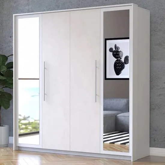 Albany Mirrored Wardrobe with 2 Doors - Silk, White