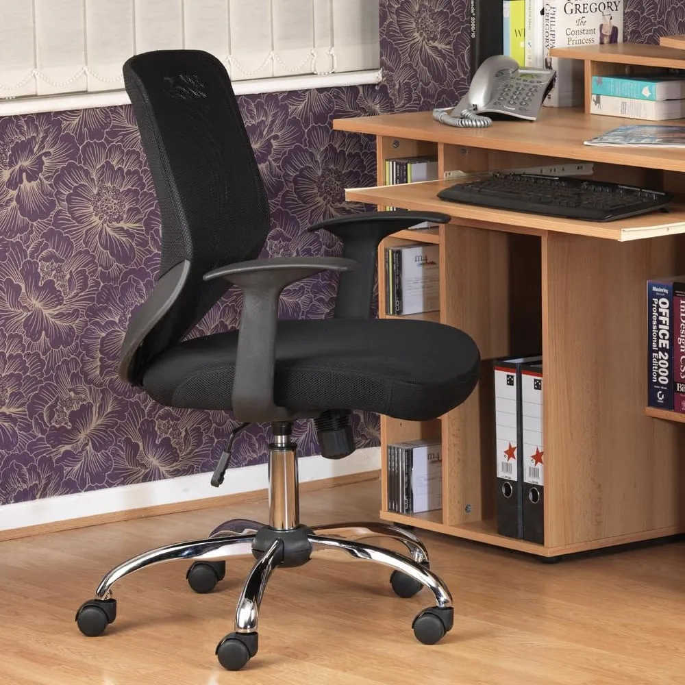 Albany Office Chair with Chrome Base - Black, Fabric
