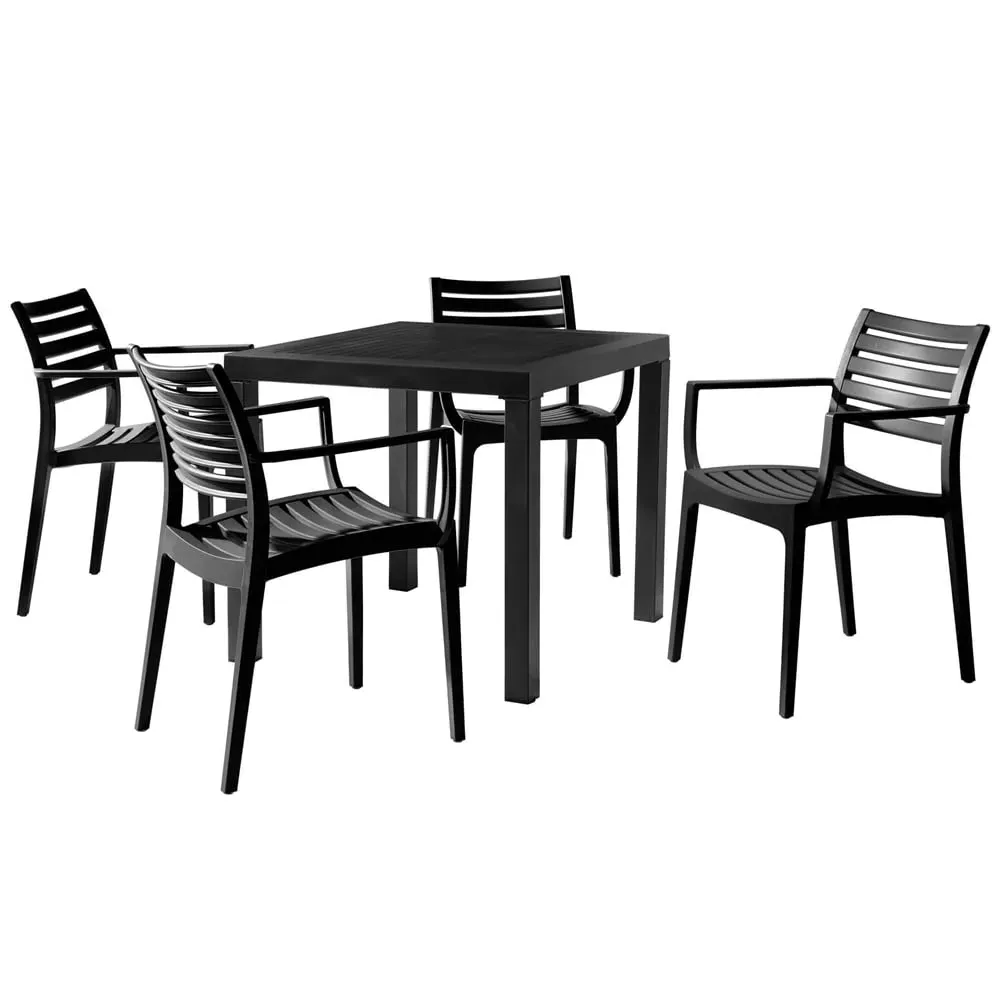 Albany Outdoor Dining Table with 4 Alto Chairs - Black