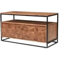 Albany TV Stand with 2 Doors - Natural, Acacia Wood