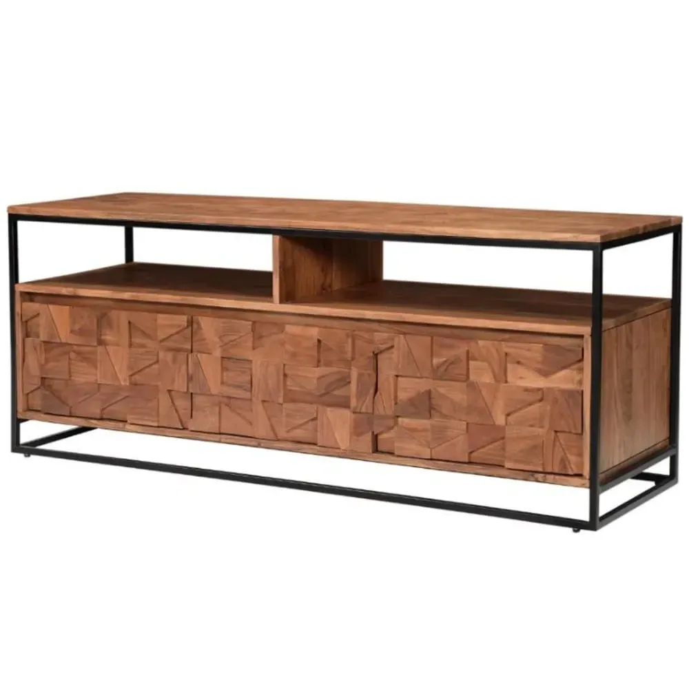 Albany TV Stand with 3 Doors - Natural, Acacia Wood