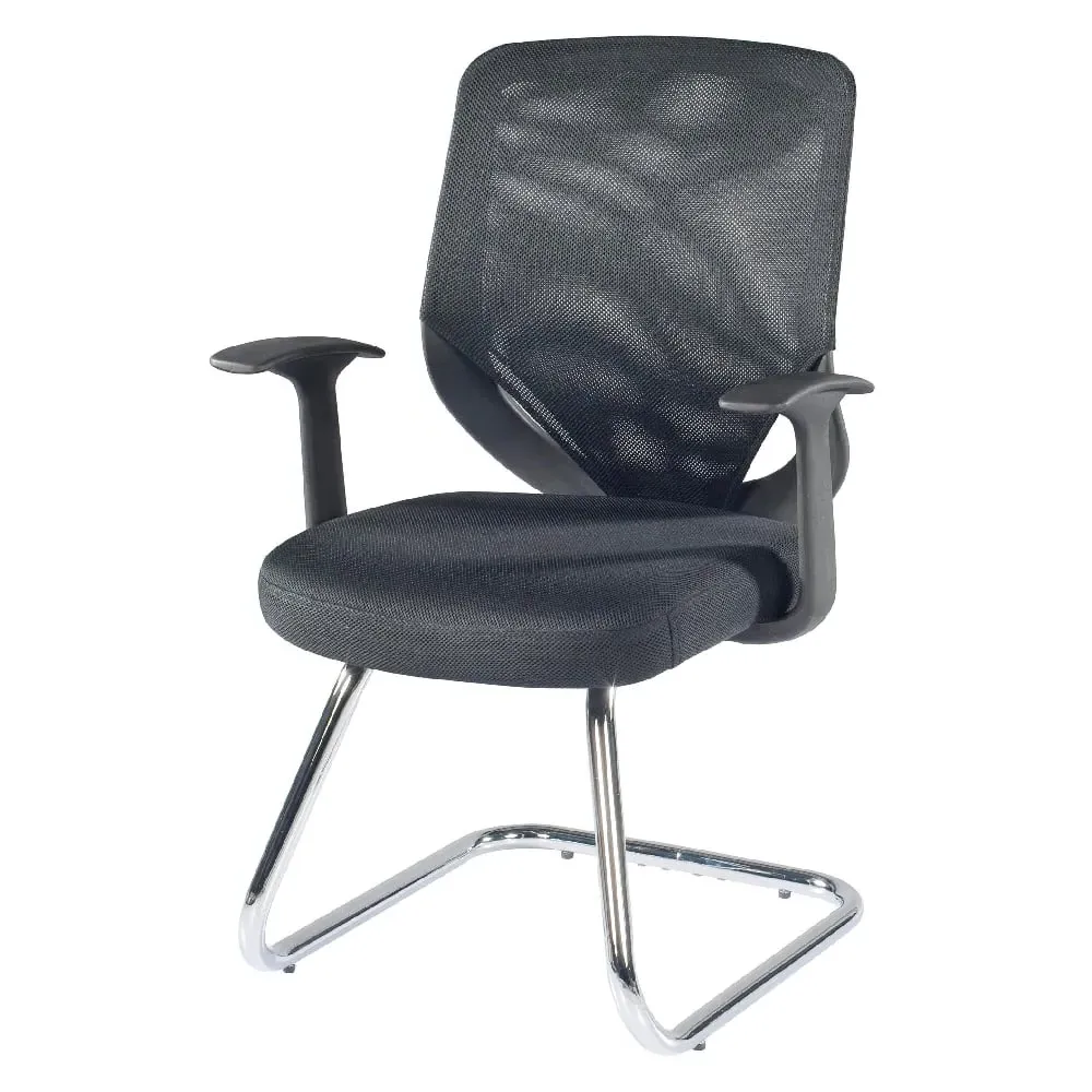 Albany Visitor Chair with Chrome Legs - Black, Fabric