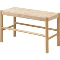 Albany Wooden Weaved Seating Bench - Off White, Oak