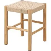 Albany Wooden Weaved Seating Stool - Off White, Oak
