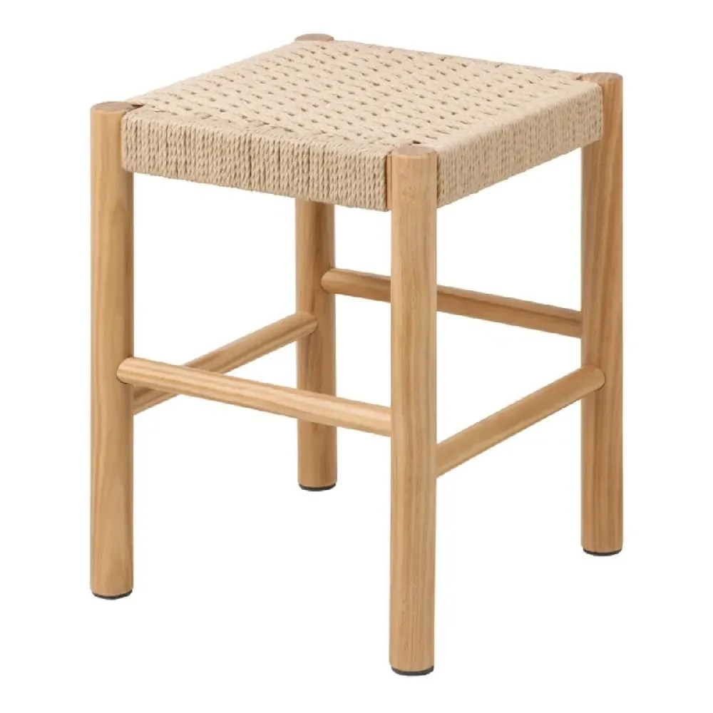 Albany Wooden Weaved Seating Stool - Off White, Oak image