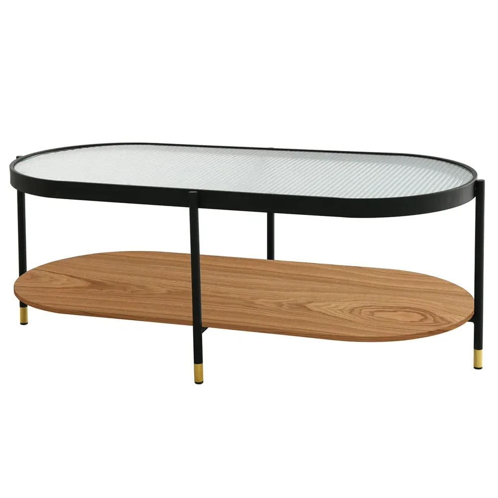 Albertville Ribbed Glass Coffee Table - Black