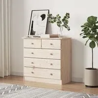 Albi 5 Drawer Chest - Brown, Pinewood