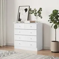 Albi 5 Drawer Chest - White, Pinewood