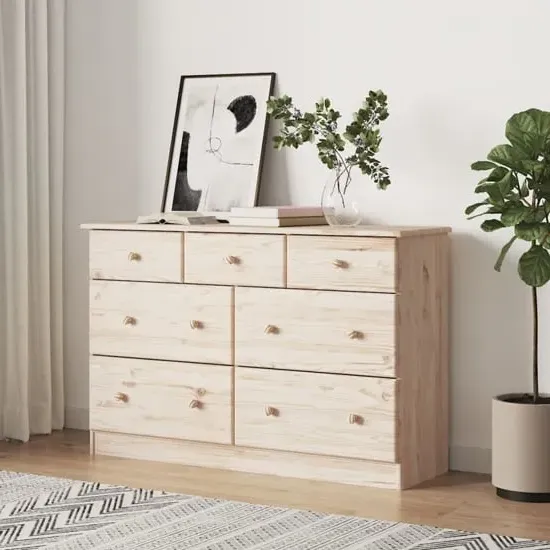 Albi 7 Drawer Chest - Brown, Pinewood