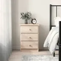 Albi Bedside Cabinet with 3 Drawers - Brown, Pinewood