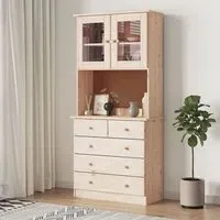 Albi Highboard with 2 Doors 5 Drawers - Brown, Pinewood