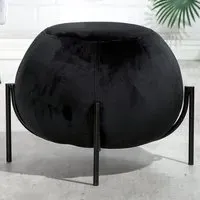 Albion Velvet Stool with Metal Frame - Black