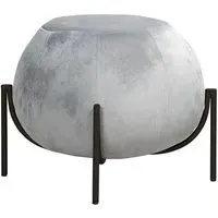 Albion Velvet Stool with Metal Frame - Grey