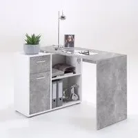 Albrecht Computer Desk - Concrete, White