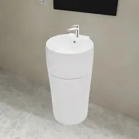 Albuquerque Round Freestanding Basin with Overflow - White, Ceramic alternate view