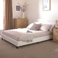 Alcester Double Bed Frame - White, Faux Leather