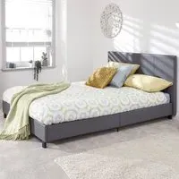 Alcester King Size Bed Frame - Grey, Faux Leather