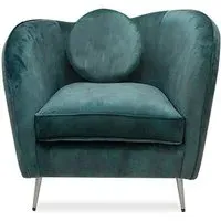 Alcoa Armchair with Wooden Legs - Green, Velvet