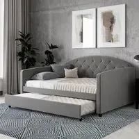 Alcoa Daybed with Guest Bed - Light Grey, Velvet