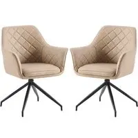 Alcoa Dining Chairs with Black Legs - Mink, PU Leather