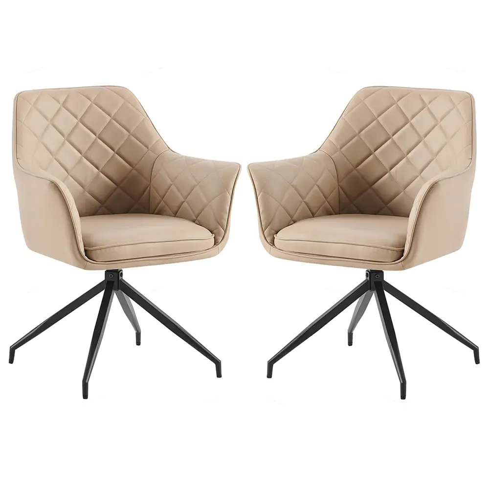 Alcoa Dining Chairs with Black Legs - Mink, PU Leather image