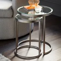 Alcoa Nest of 2 Tables - Silver, Glass and Metal alternate view