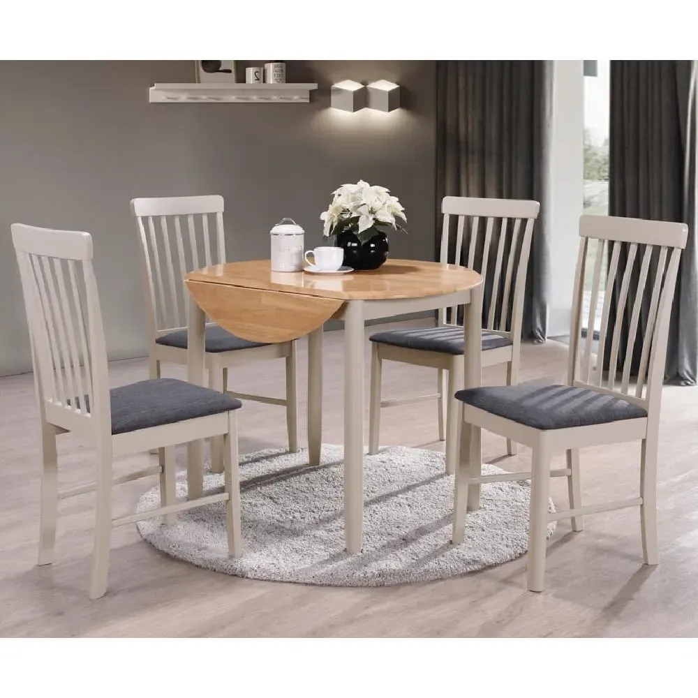 Alcor Round Dining Table with 4 Chairs - Grey, Oak
