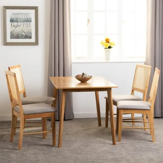 Alcudia Dining Table with 4 Ellis Chairs - Oak