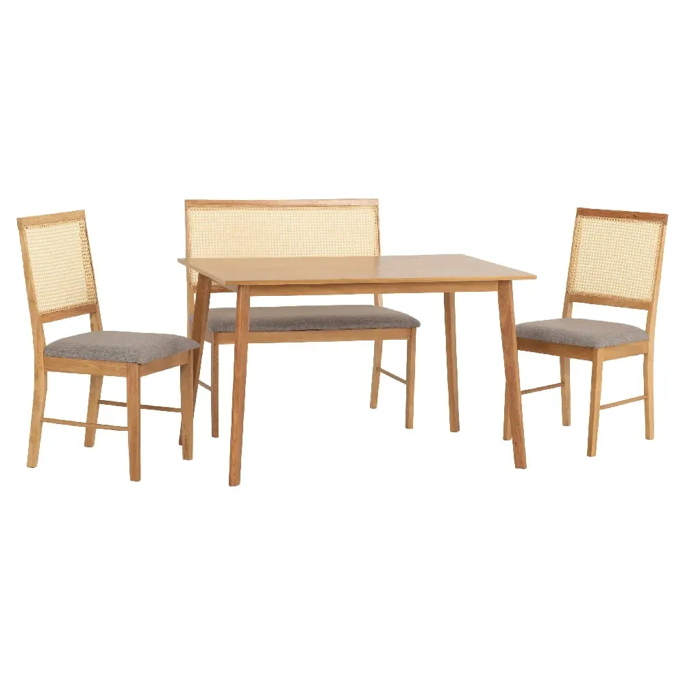 Alcudia Dining Table with Bench & 2 Chairs - Oak