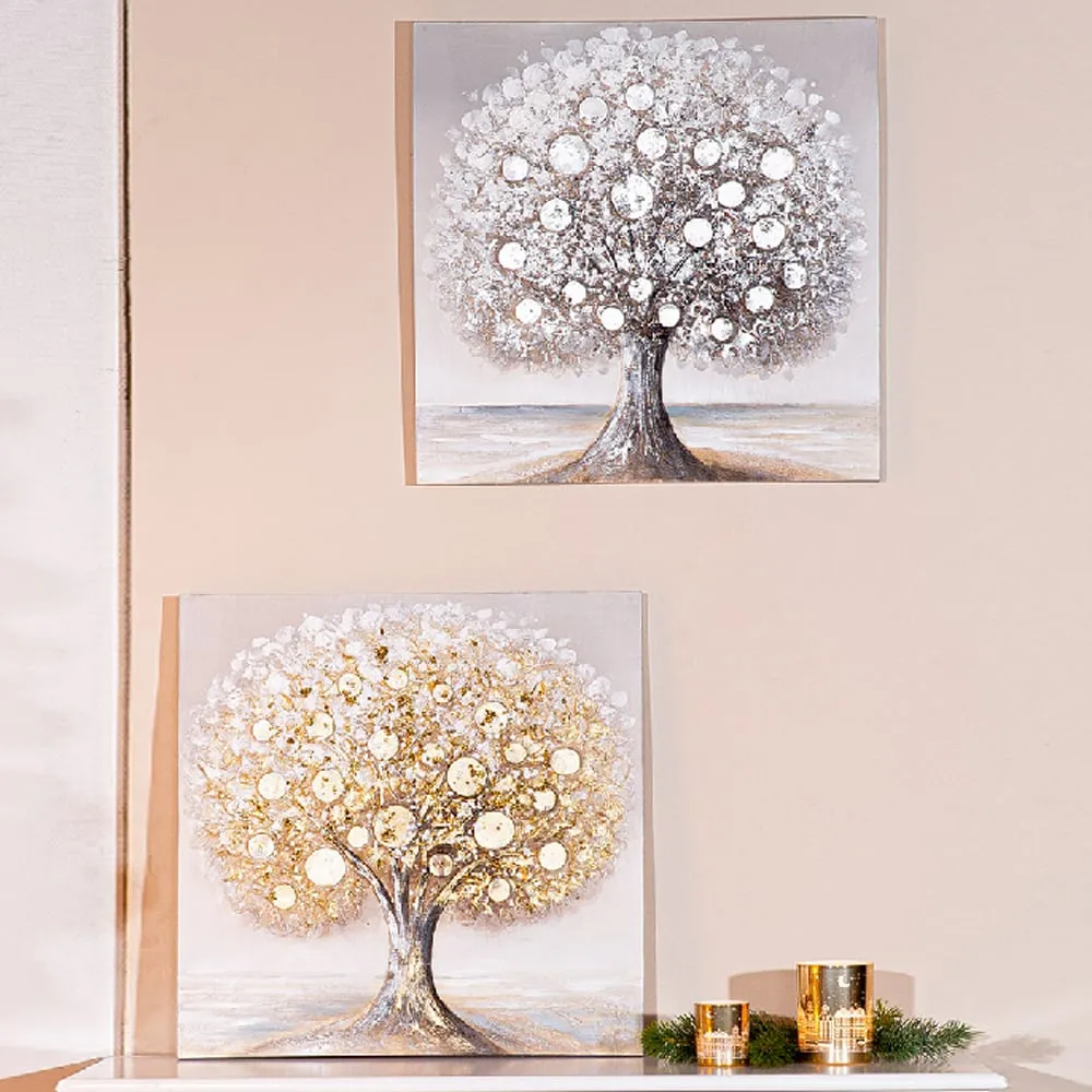 Aldgate Set of 2 Solo Tree Canvas Wall Art - Silver product